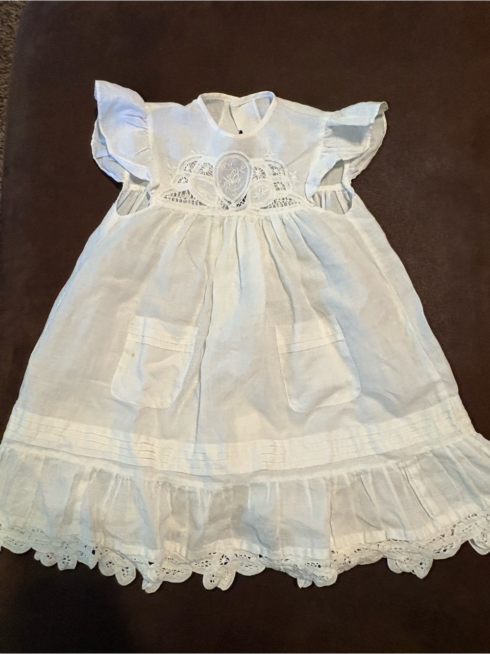 White Lace-Trim Girls'- Classic Kids dress